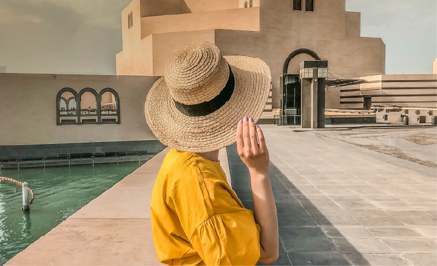 Tourist exploring Qatar landmarks